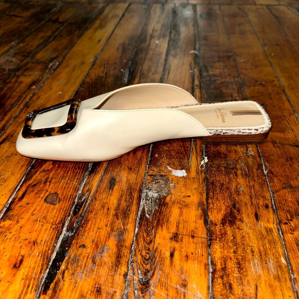 Sam Edelman Mules Women's 8.5 Cream Leather Buckle Square Toe Slip-On Shoes - Picture 4 of 7